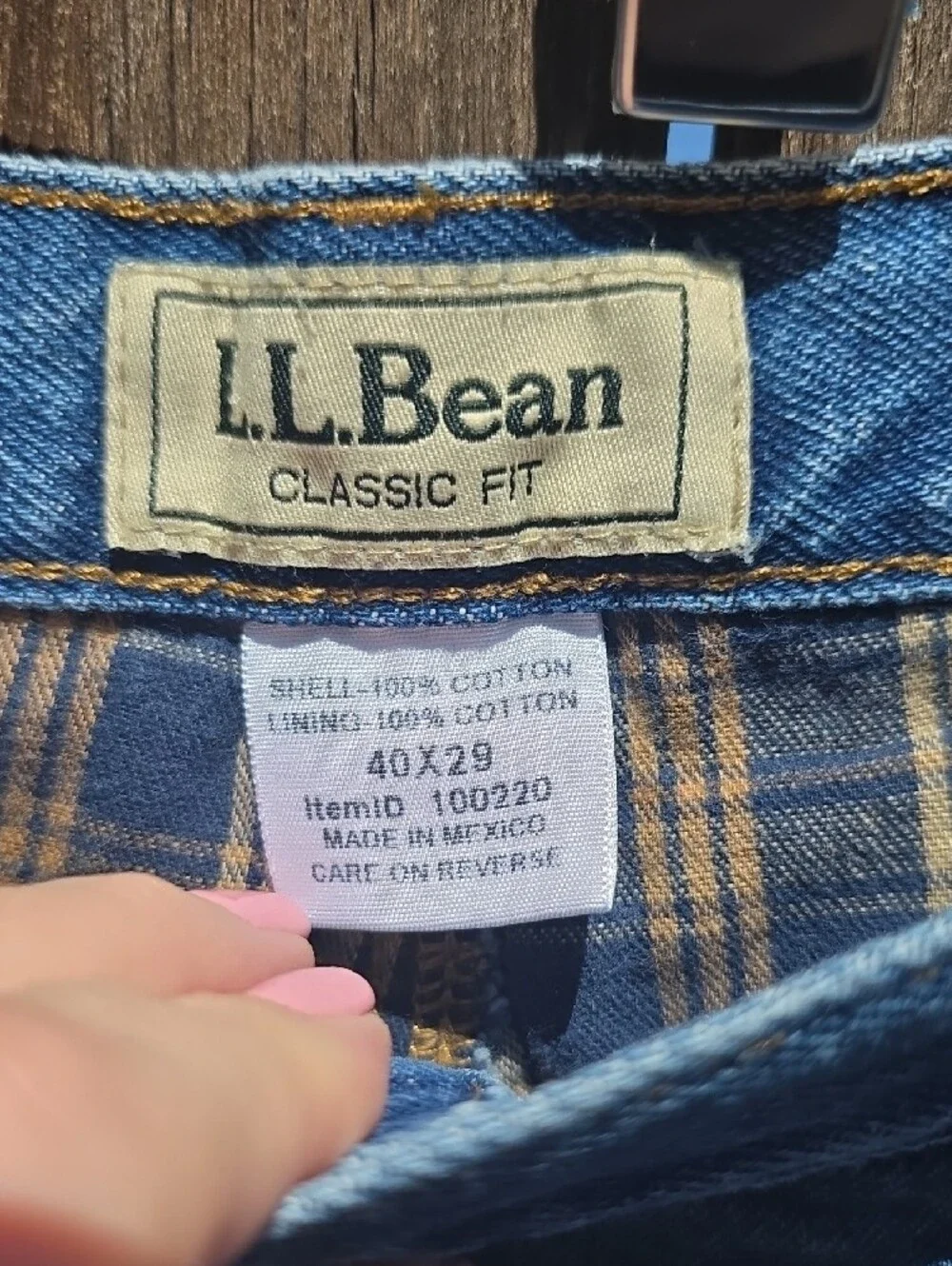 Vintage L.L. Bean 40x29 Classic 100% Cotton Blue Straight Jeans Flannel Lining